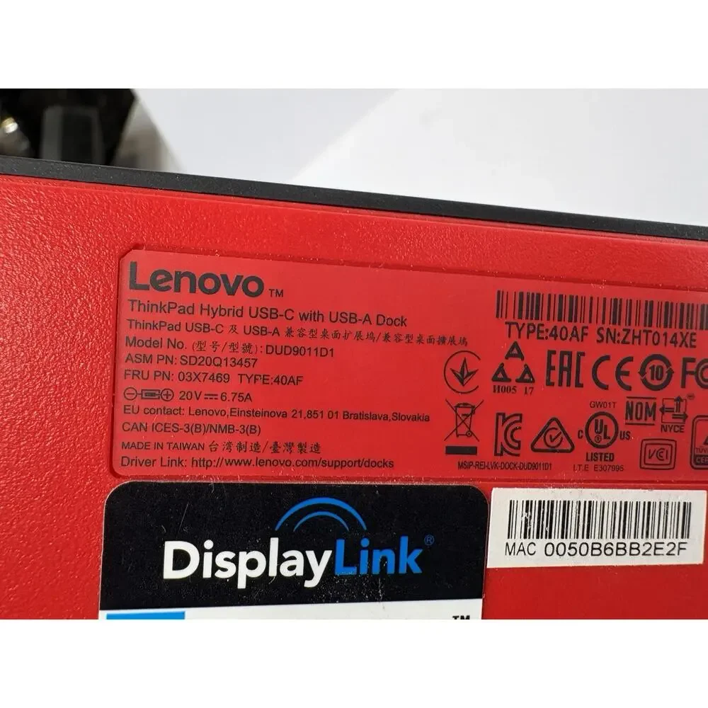 Lenovo ThinkPad Hybrid USB-C DUD9011D1 Powers On And Has Power Cord